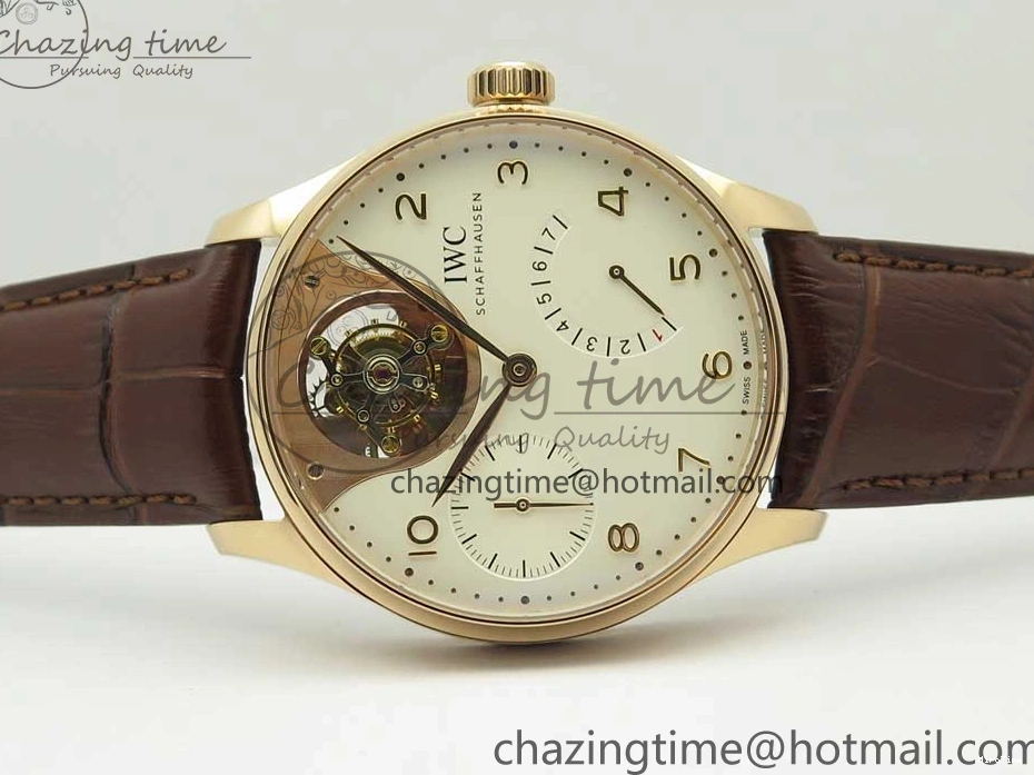MIROTIME 0514 Portuguese Tourbillon IW5046 RG ZF Best Edition White Dial on Brown Leather Strap UrbanStyle 7144